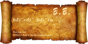 Báró Béla névjegykártya
